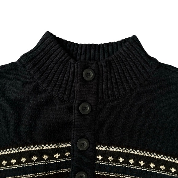 Method Mock Neck Charcoal Grey Sweater w/ White Pattern, 1/4 Button, Men’s Large - Picture 3 of 12